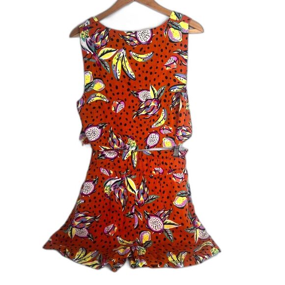 OPT Two Piece Linen Blend Set Top & Shorts Hawaiian Floral Polka Dot Print S/M* - Picture 2 of 15